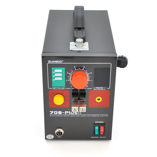 -Апарат точкового зварювання конденсаторний SUNKKO S709 PLUS, Ni-Cd, Ni-MH, Li-Ion, стрічка 0,5-0,35 мм, струм 80-800А, 220V, 16 мм2, U=20V, 4.3kW