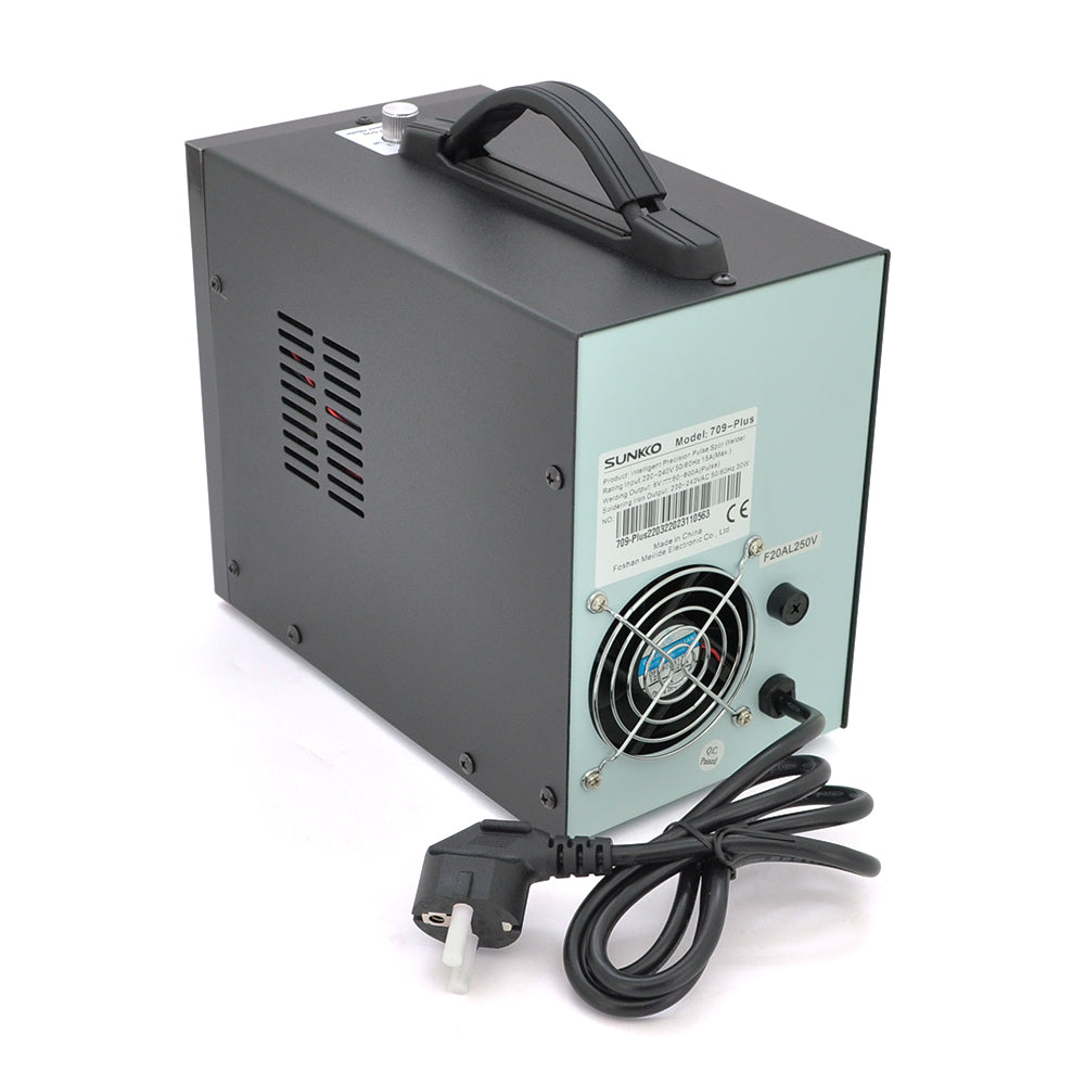 -Апарат точкового зварювання конденсаторний SUNKKO S709 PLUS, Ni-Cd, Ni-MH, Li-Ion, стрічка 0,5-0,35 мм, струм 80-800А, 220V, 16 мм2, U=20V, 4.3kW